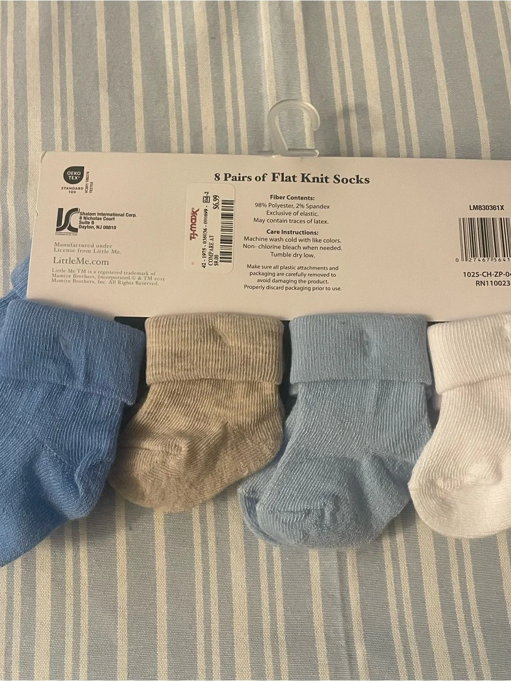 Little Me Infant Sock Pack in White, Light Blue, Beige